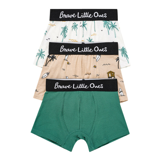 Palm Trees, Sea Green and Surf Shack Boxer Brief 3 Pack