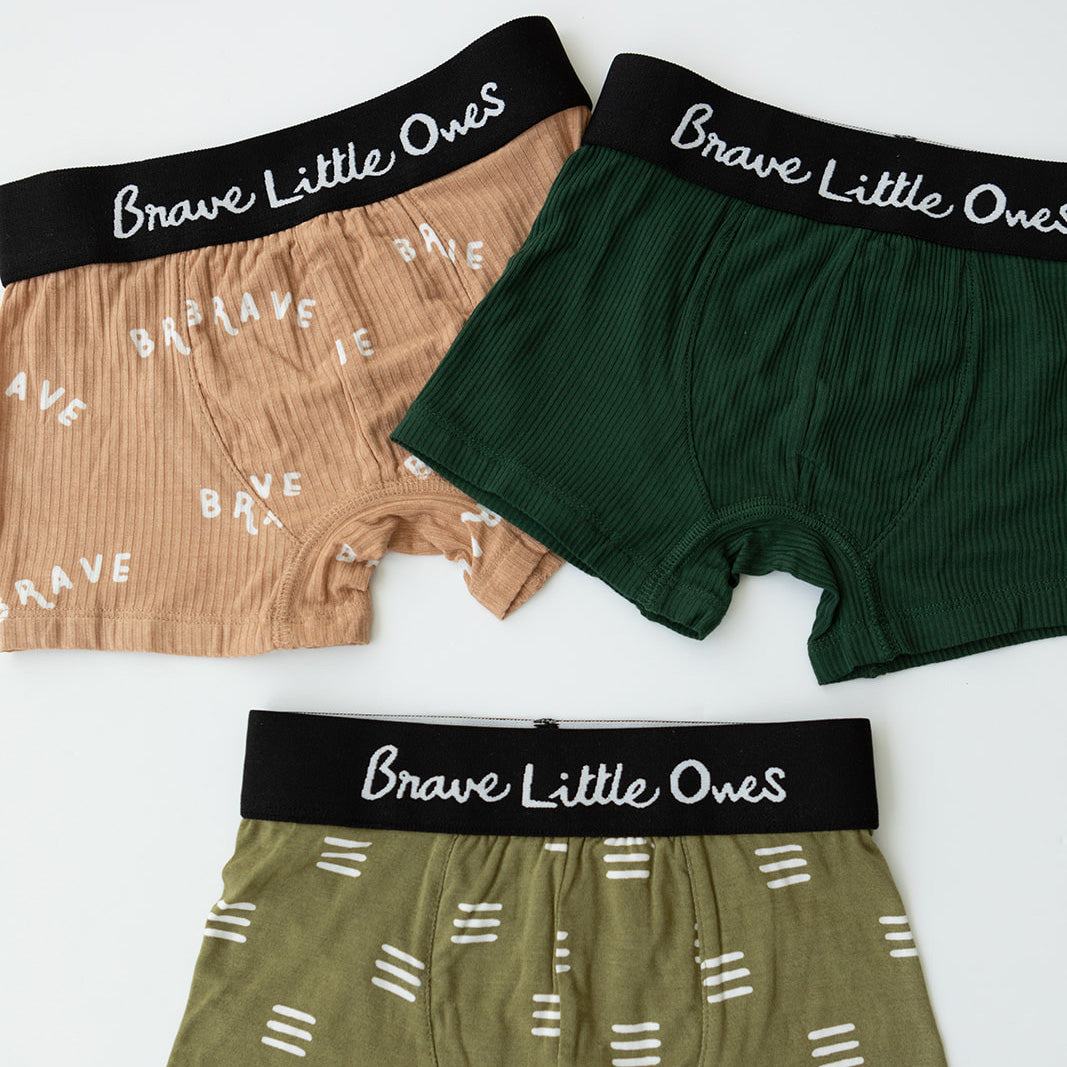 Three Lines & Forest Green Boxer Briefs 3 Pack – Brave Little Ones