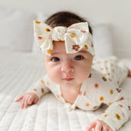 Pink Daisies Small Ribbed Bow