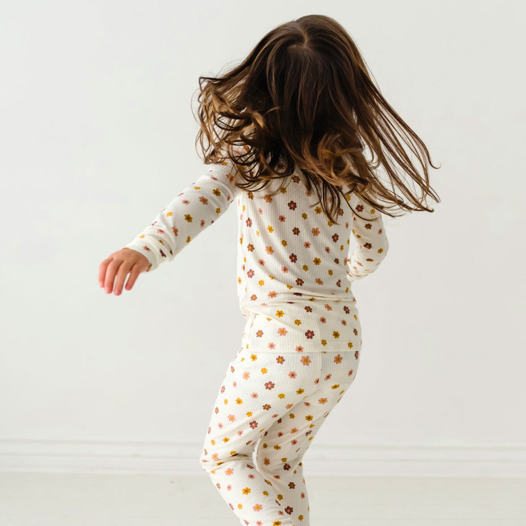 Pink Daisies Small Ribbed Two-Piece Set