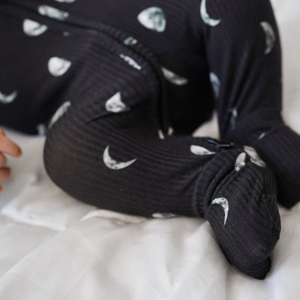 Moon Phases Small Ribbed Zip Romper