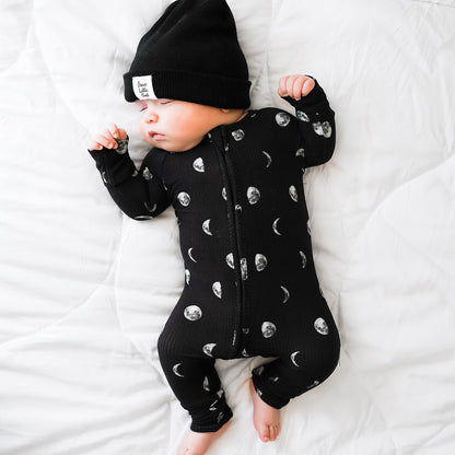 Moon Phases Small Ribbed Zip Romper