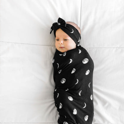 Moon Phases Small Ribbed Stretchy Swaddle Set