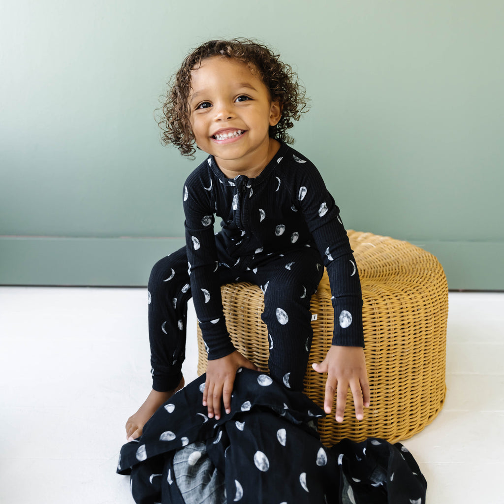 Moon Phases Small Ribbed Zip Romper