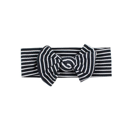 Black & White Stripe Ribbed Bow