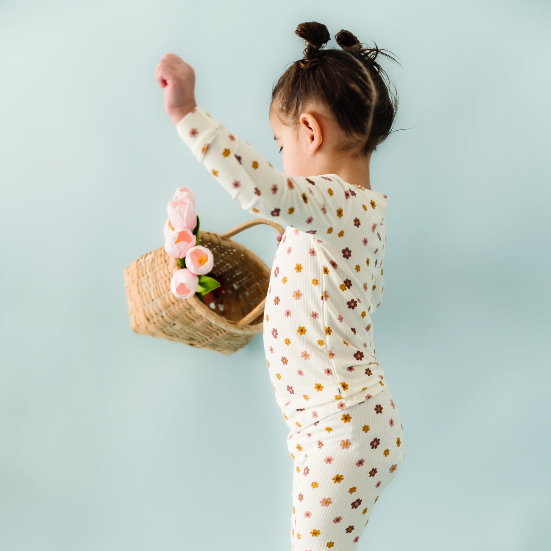 Pink Daisies Small Ribbed Two-Piece Set