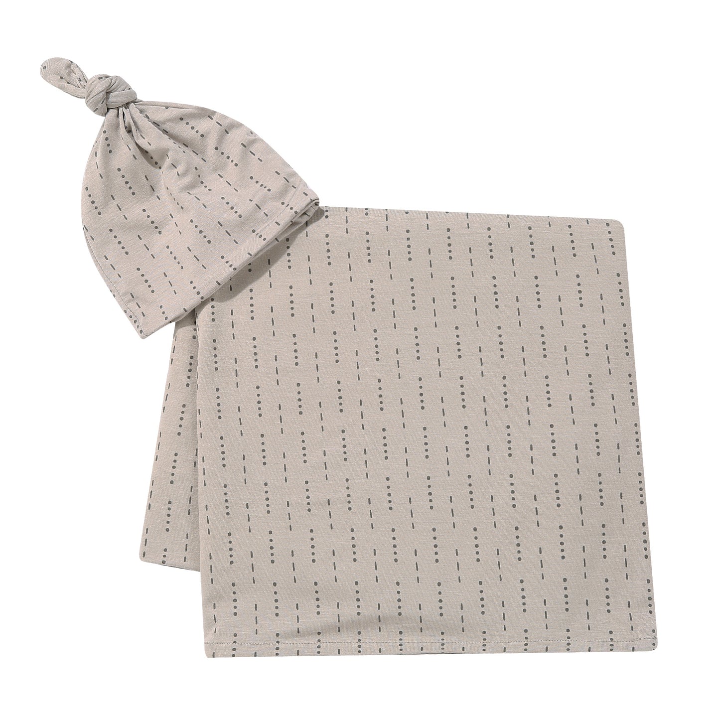 Taupe Lines & Dots Stretchy Swaddle Set