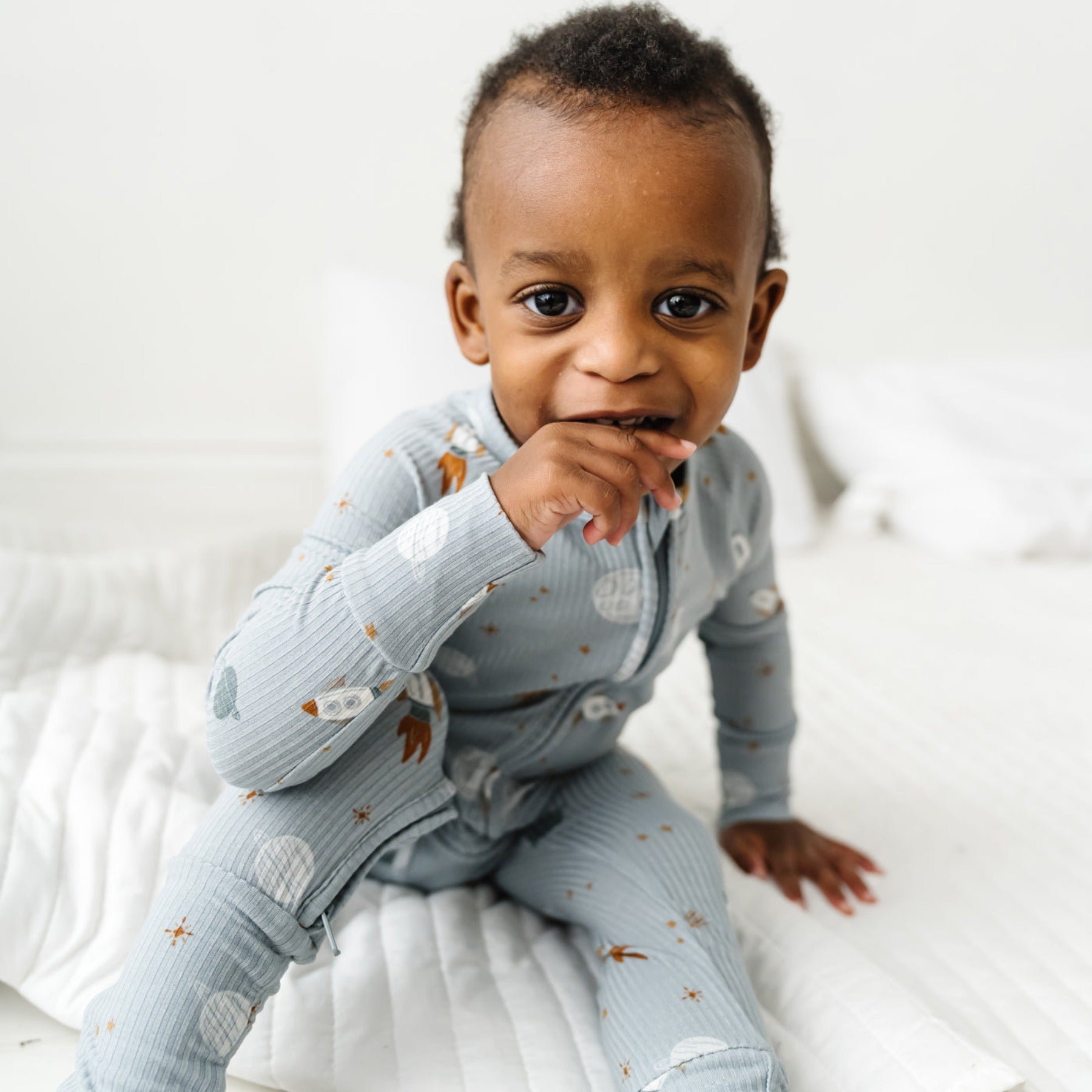 Space Explorers Small Ribbed Zip Romper